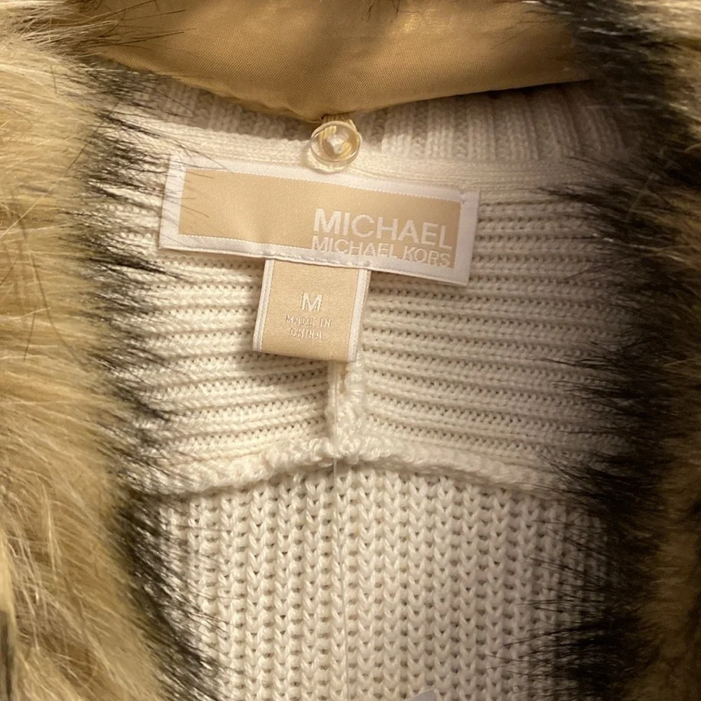 MICHAEL Michael Kors Faux-Fur Buckle/Zip Up Poncho
